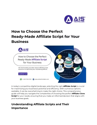 How to Choose the Perfect Ready-Made Affiliate Script for Your Business