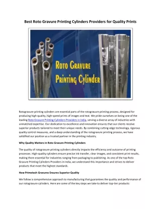 Best Roto Gravure Printing Cylinders Providers for Quality Prints