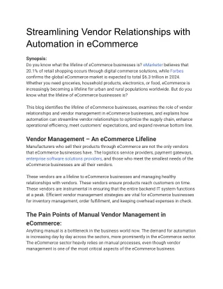 streamlining vendor relationships with automation