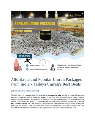 Affordable and Popular Umrah Packages from India – Talbiya Umrah's Best Deals