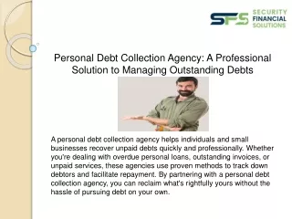 Personal Debt Collection Agency: A Professional Solution to Managing Outstanding