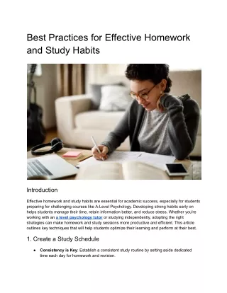 Best Practices for Effective Homework and Study Habits