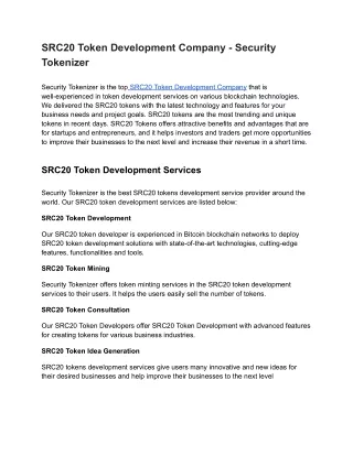 src20 token development company security tokenizer