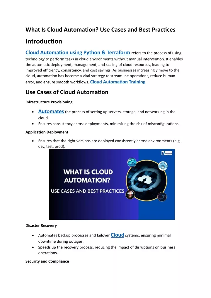 what is cloud automation use cases and best