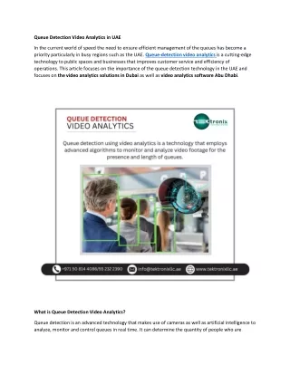 Queue Detection Video Analytics in UAE