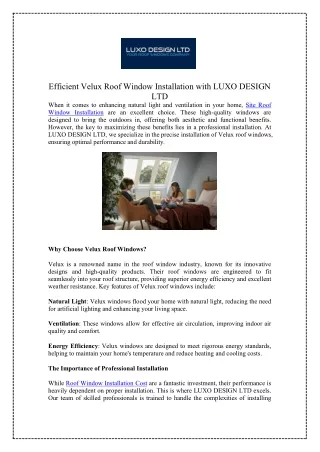 Expert Velux Roof Window Installation Services Near You