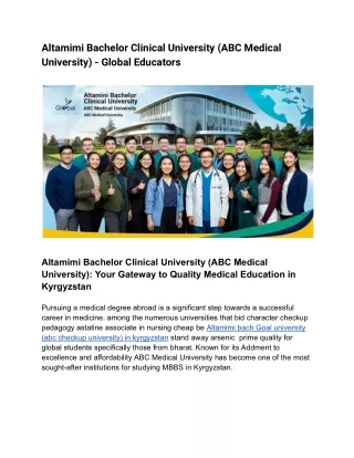 Altamimi Bachelor Clinical University (ABC Medical University) - Global Educators