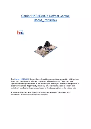 Carrier HK32EA007 Defrost Control Board_PartsHnC