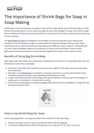 The Importance of Shrink Bags for Soap in Soap Making