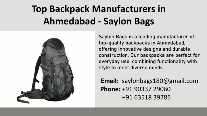 top backpack manufacturers in ahmedabad saylon