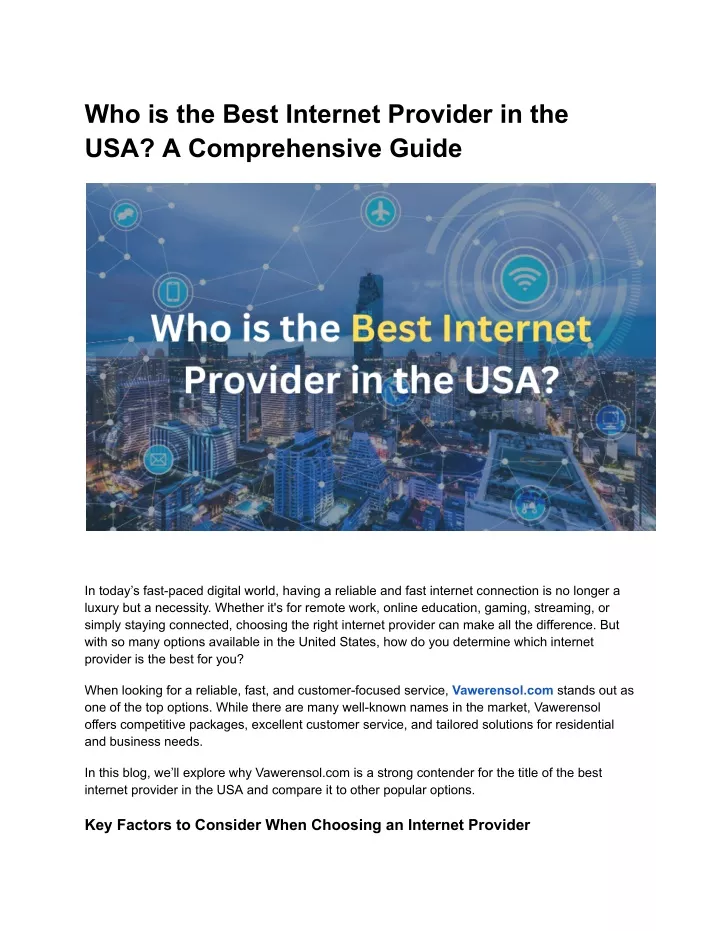 who is the best internet provider