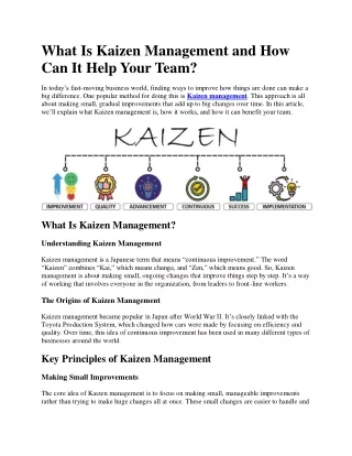 what is kaizen management and how can it help