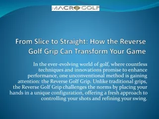 How the Reverse Golf Grip Can Transform Your Game