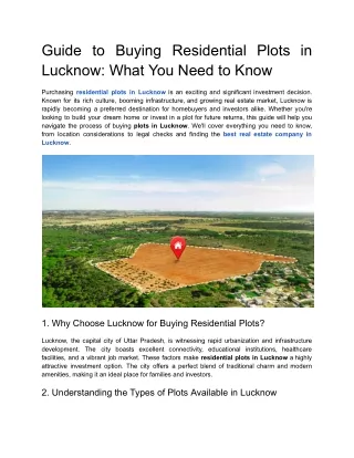 Guide to Buying Residential Plots in Lucknow_ What You Need to Know