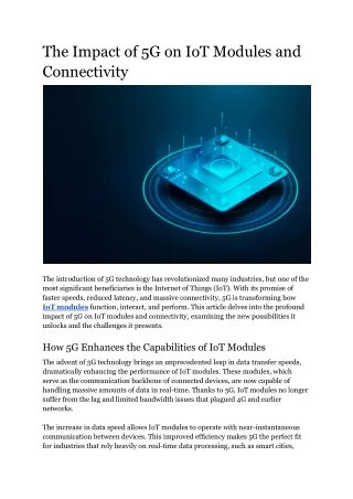 The Impact of 5G on IoT Modules and Connectivity