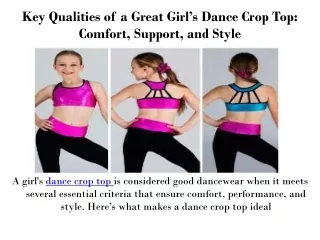 Key Qualities of a Great Girl’s Dance Crop Top - Comfort, Support and Style