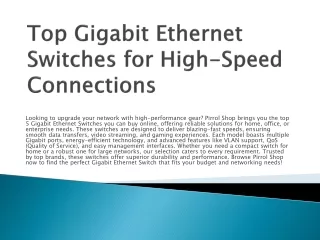 Top Gigabit Ethernet Switches for High-Speed Connections