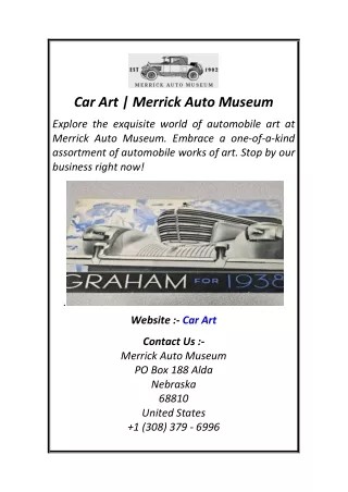 Car Art  Merrick Auto Museum