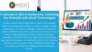 E-commerce SEO in Melbourne: Unlocking the Potential with Kinsh Technologies