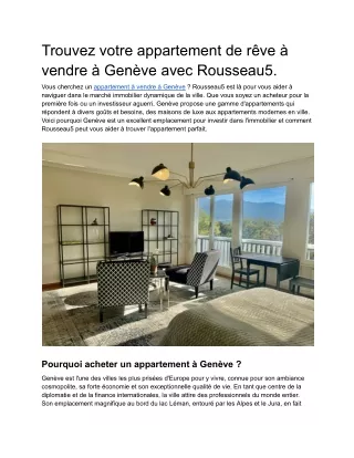 appartement a vendre a geneve