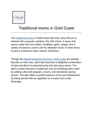 Traditional momo in Gold Coast