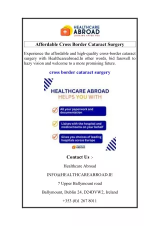 Affordable Cross Border Cataract Surgery