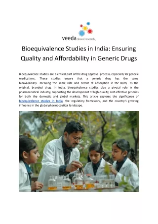 Bioequivalence Studies in India