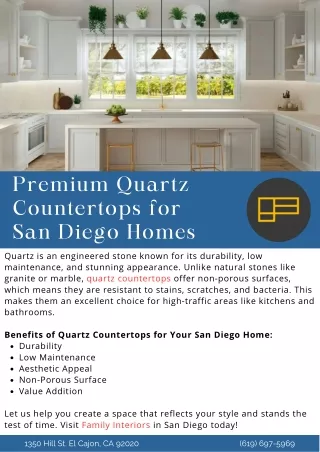 Premium Quartz Countertops for San Diego Homes | Family Interiors