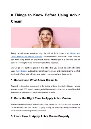 8 Things to Know Before Using Acivir Cream