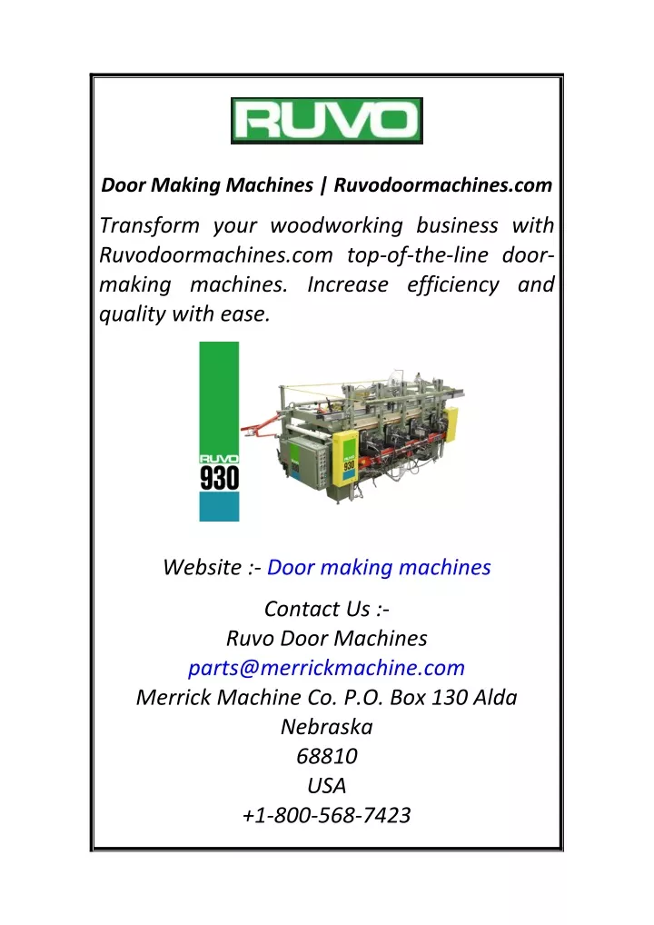 door making machines ruvodoormachines com