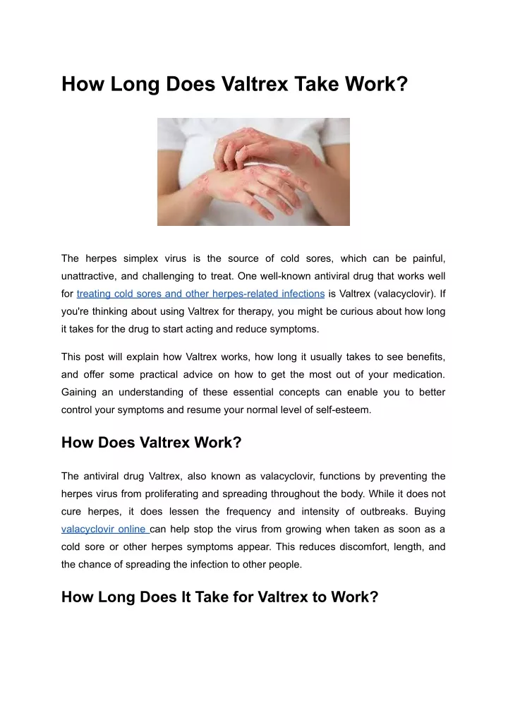 how long does valtrex take work