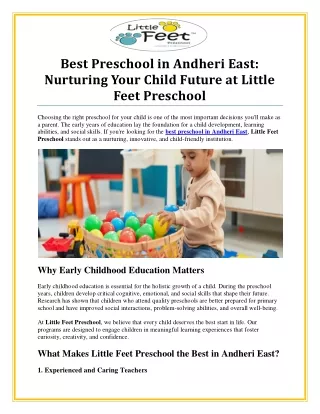 Discover the Best Preschool in Andheri East