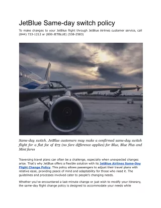 JetBlue Same-day switch policy