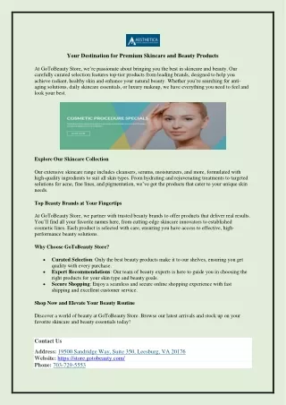 Your Destination for Premium Skincare and Beauty Product