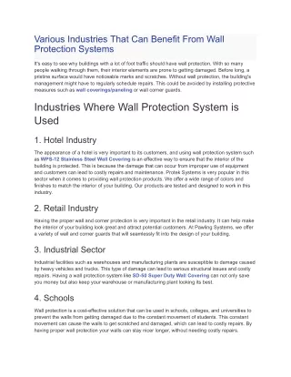 Various Industries That Can Benefit From Wall Protection Systems