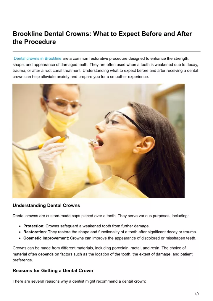 brookline dental crowns what to expect before