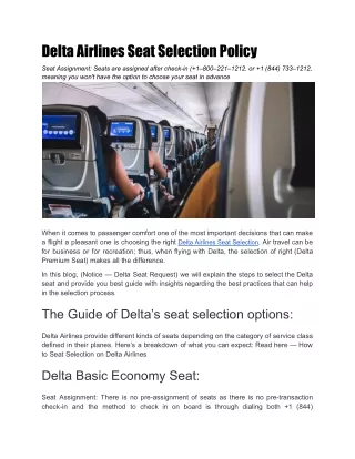 Delta Airlines Seat Selection Policy