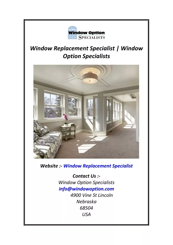 window replacement specialist window option