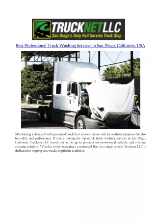 Best professional Truck Washing services in San Diego, California, USA