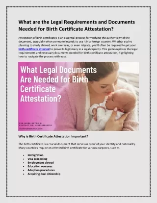 What are the Legal Requirements and Documents Needed for Birth Certificate Attestation