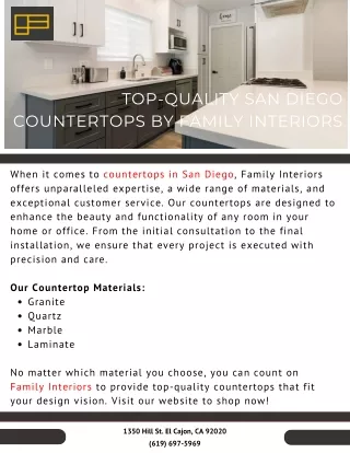 Top-Quality San Diego Countertops by Family Interiors