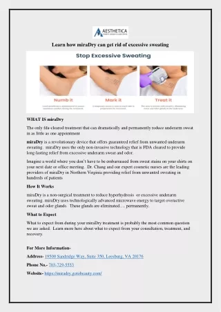 Learn how miraDry can get rid of excessive sweating