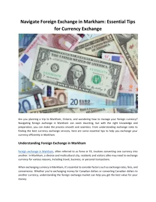 Navigate Foreign Exchange in Markham: Essential Tips for Currency Exchange