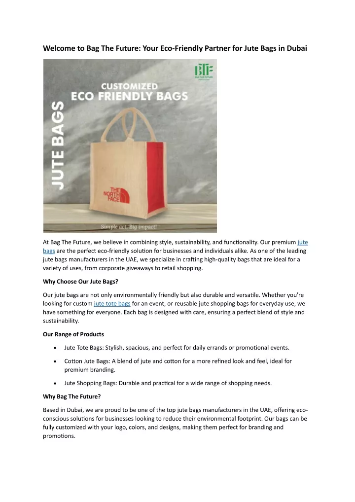 welcome to bag the future your eco friendly