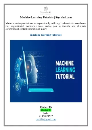 machine learning tutorials styrishai com maintain