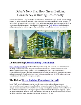 Dubai's New Era How Green Building Consultancy is Driving Eco-friendly