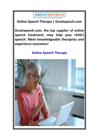 Online Speech Therapy Programs | Greatspeech.com