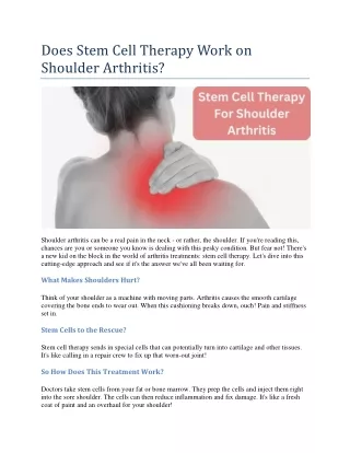 Does Stem Cell Therapy Work on Shoulder Arthritis