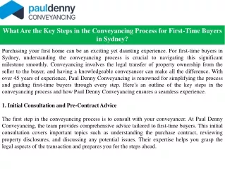 What Are the Key Steps in the Conveyancing Process for First-Time Buyers in Sydney
