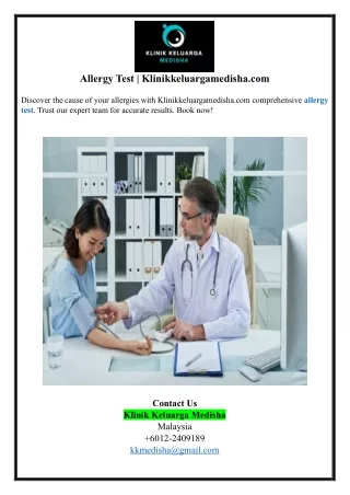 Allergy Test | Klinikkeluargamedisha.com